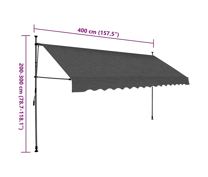 Manual Retractable Awning with Led 157.5" Anthracite