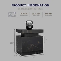 Nightstand Led Bedside Table Cabinet Lights Modern End Side With 2 Drawers For Bedroom (Black Gold)