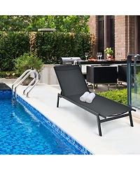 Slickblue Outdoor Reclining Chaise Lounge Chair with 6-Position Adjustable Back