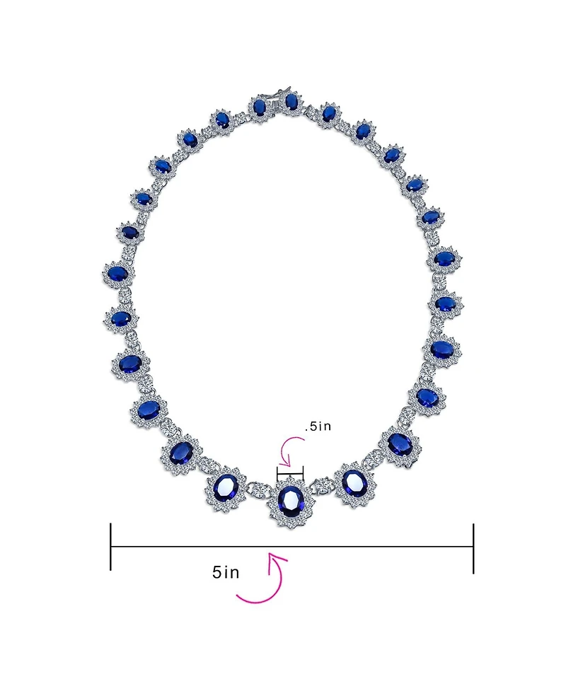 Bling Jewelry Antique Style Oval Crown Halo Cz Cubic Zirconia Statement Necklace Silver Plated