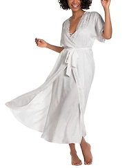 Linea Donatella Women's Satin Jacquard Lace-Trim Robe