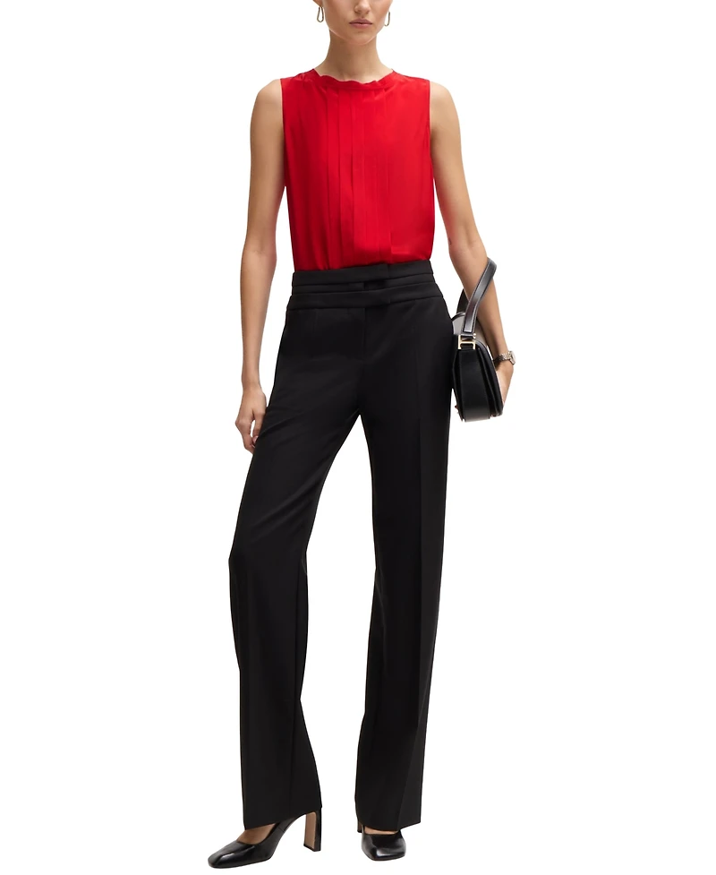 Boss by Hugo Women's Pleat-Front Sleeveless Blouse