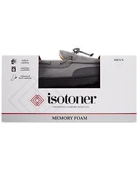 Isotoner Men's Water Repellent Microsuede Carter Boater Moccasin Slipper with Memory Foam