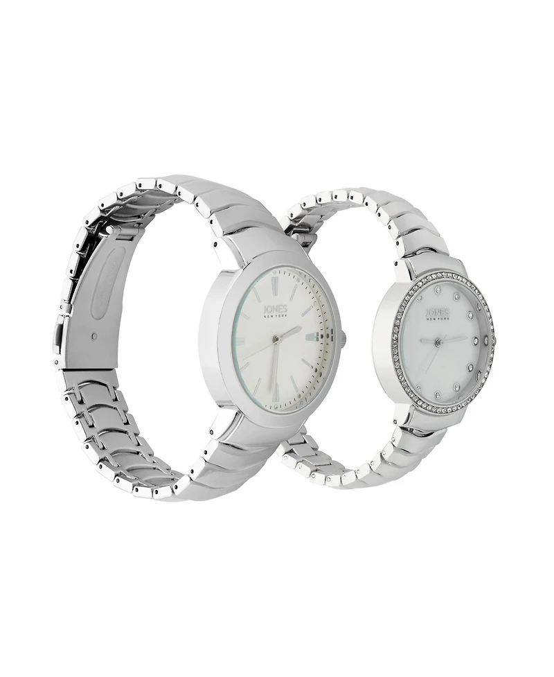 Jones New York Men and Women's Quartz Silver Alloy Watch 34mm and 30mm