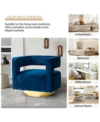 Carisa Contemporary Swivel Barrel Chair with Metal Base