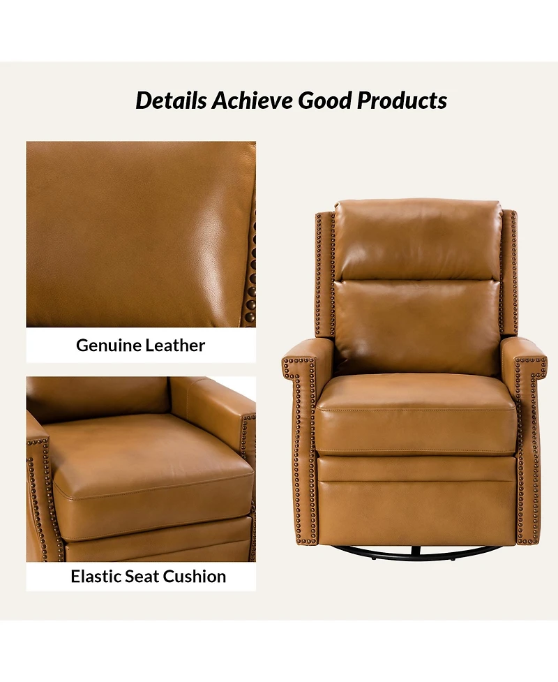 Anselm Transitional Recliner with Nailhead Trim