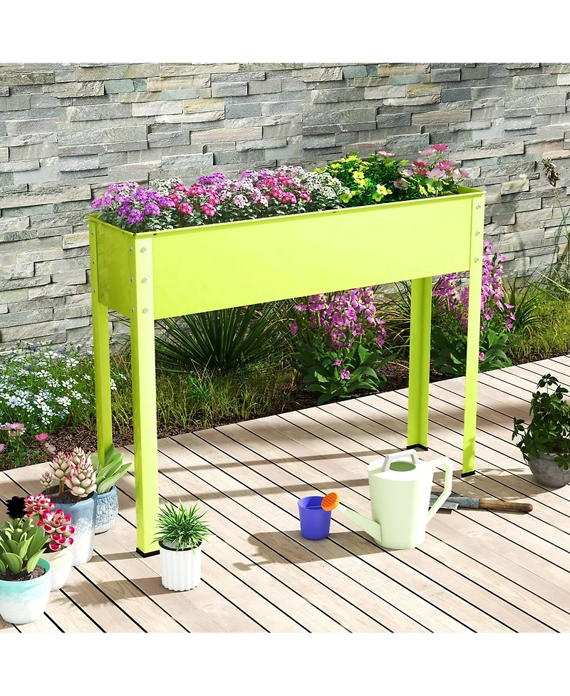 40" Raised Garden Bed with Legs Metal Elevated Planter Box Drainage Hole Backyard