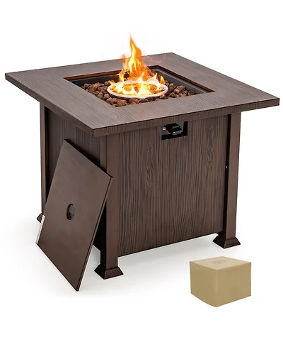 32'' Patio Square Fire Pit Table 50,000 Btu Propane Gas Table