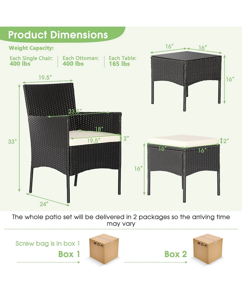 8PCS Patio Rattan Furniture Set Sofas Ottomans Cushioned Table Free Combination