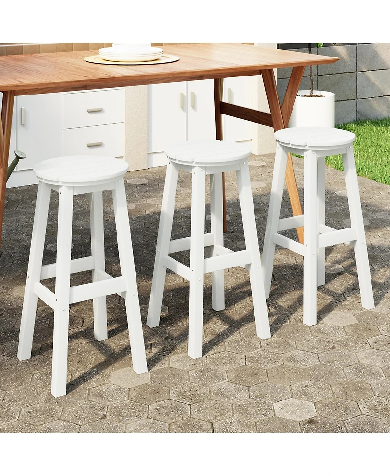 WestinTrends 29" Hdpe Outdoor Patio Round Bar Stool Set of 3
