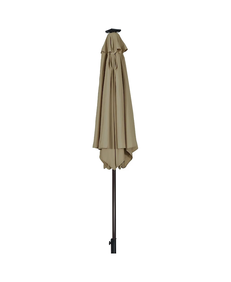 9' Solar Led Lighted Patio Market Umbrella Tilt Adjustment Crank Lift