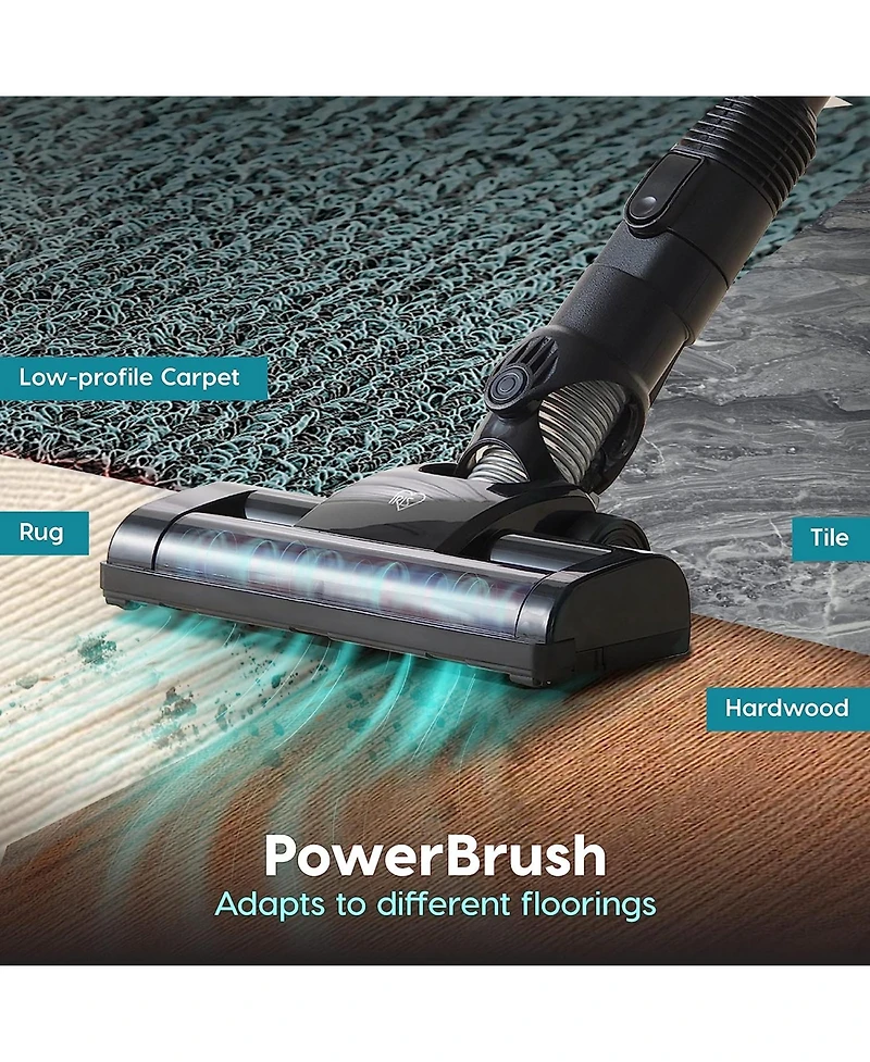 Iris Usa Power Brush Cordless Stick Vacuum for Low-profile Carpet Rugs and Hard Floors, Stand and 6-in-1 Attachments, 9000Pa Suction Led Indicator, 60