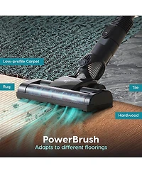 Iris Usa Power Brush Cordless Stick Vacuum for Low-profile Carpet Rugs and Hard Floors, Stand and 6-in-1 Attachments, 9000Pa Suction Led Indicator, 60
