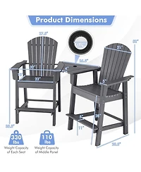 Vebreda 2 Pieces Hdpe Tall Adirondack Chair with Middle Connecting Tray