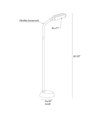 Litespan 53" Dimmable Led Reading Task Lamp with Height Adjustable Gooseneck Head