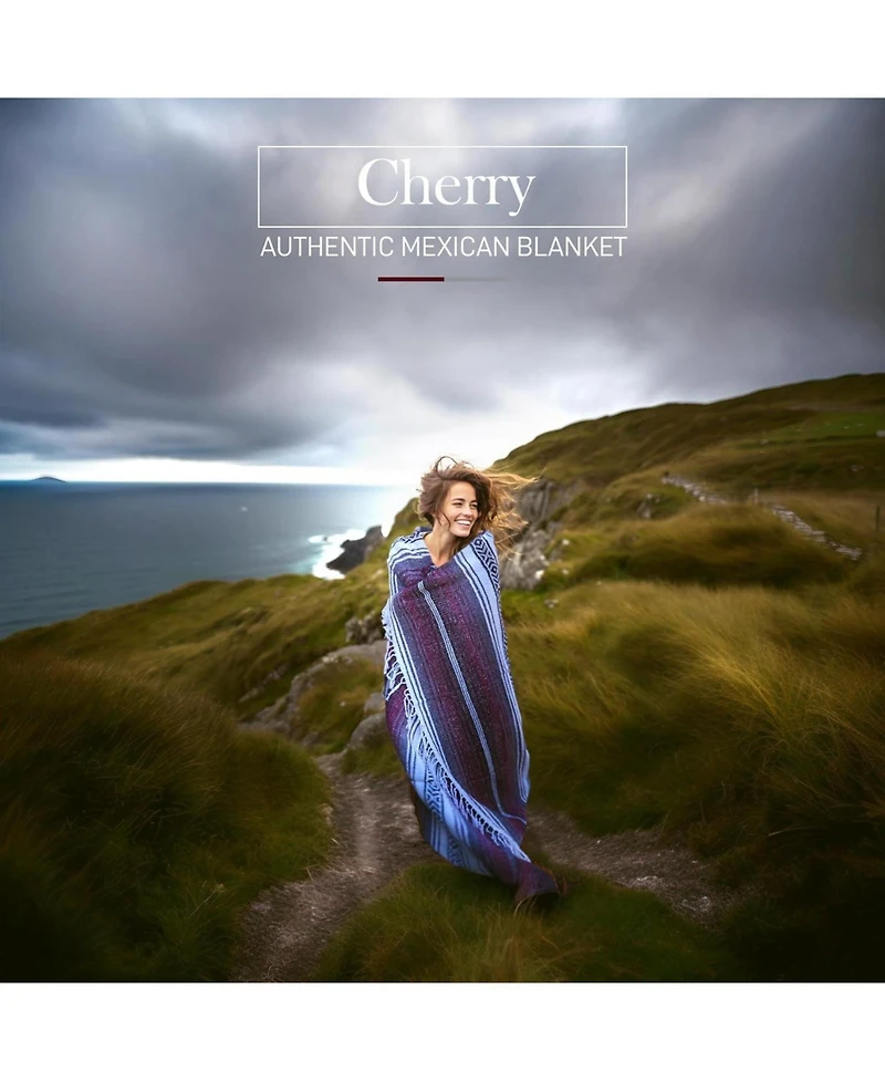 Authentic Large Handwoven Mexican Blanket - Durable Serape