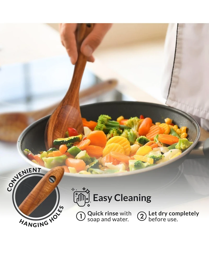 Piece Natural Teak Wooden Utensils for Cooking