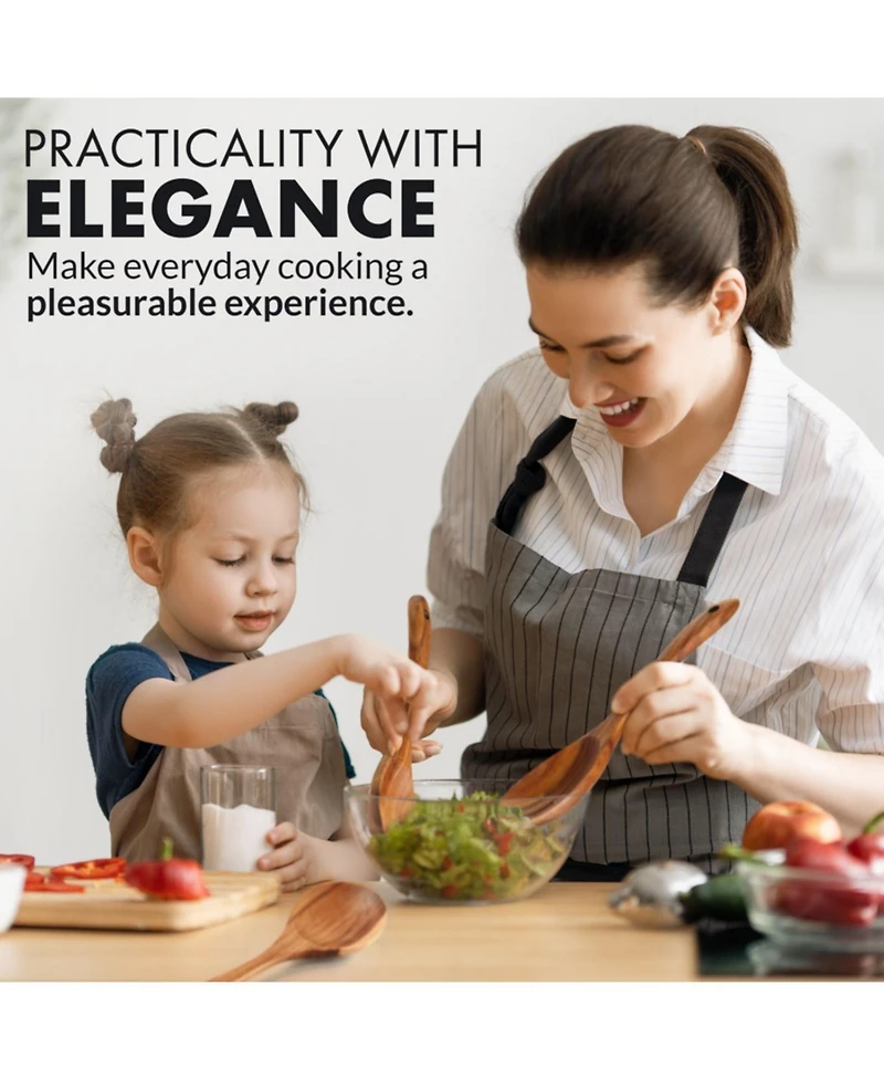 Piece Natural Teak Wooden Utensils for Cooking