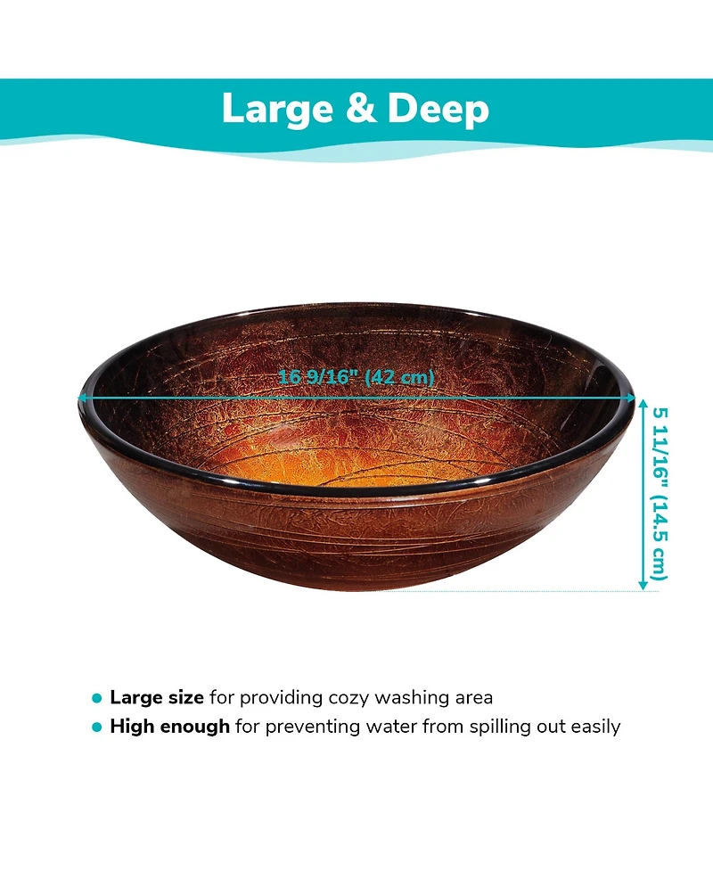 Aquaterior Tempered Glass Vessel Sink w/ Faucet & Pop up Drain Bathroom Lavatory