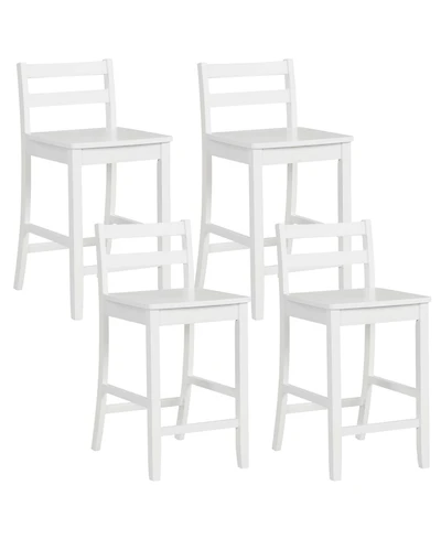 24-Inch Wooden Bar Stools Set of with Ergonomic Backrest Counter Height