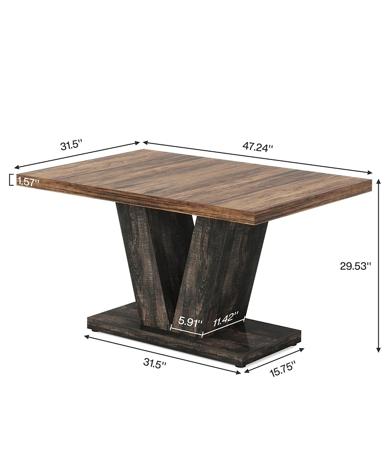 Tribesigns 47-Inch Dining Table for 4, Black Kitchen Dinner Table with Heavy Duty Pedestal, Farmhouse Wooden Eating Table for Home, Dining Room, Small