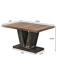 Tribesigns 47-Inch Dining Table for 4, Black Kitchen Dinner Table with Heavy Duty Pedestal, Farmhouse Wooden Eating Table for Home, Dining Room, Small