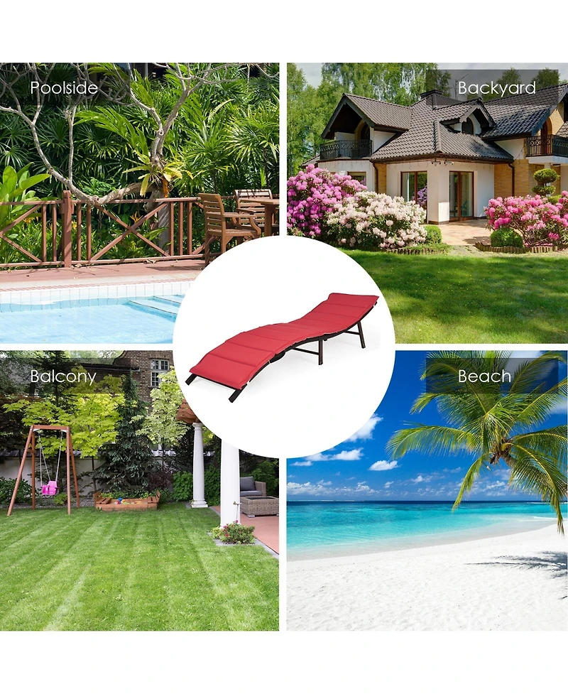 Slickblue 2Pcs Folding Patio Lounger Chair