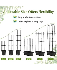 Slickblue 2 Pack Garden Planters with Trellis Cucumber Trellis Tomato Cage-Black