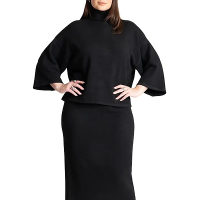 Eloquii Women's Boxy Three Quarter Sleeve Turtleneck
