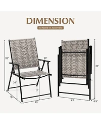 Slickblue Set of 4 Patio Folding Chairs with Armrests and Portable Lawn Chairs for Garden Backyard-Gray