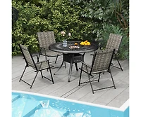 Slickblue Set of 4 Patio Folding Chairs with Armrests and Portable Lawn Chairs for Garden Backyard-Gray