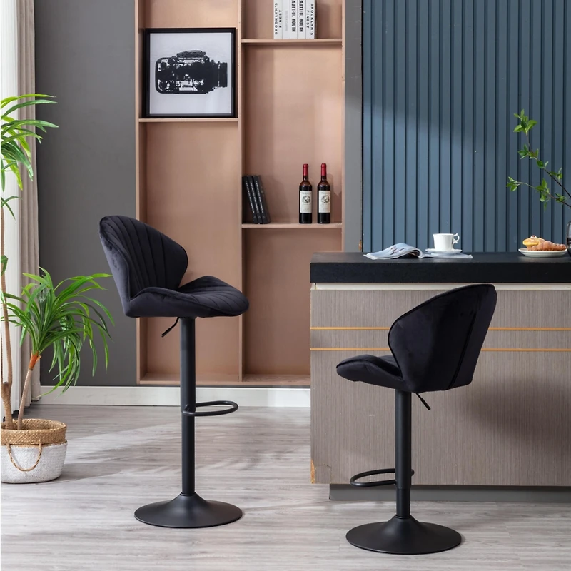 Streamdale Adjustable Counter-Height Bar Stools with Backrest and Footrest (Set of 2)