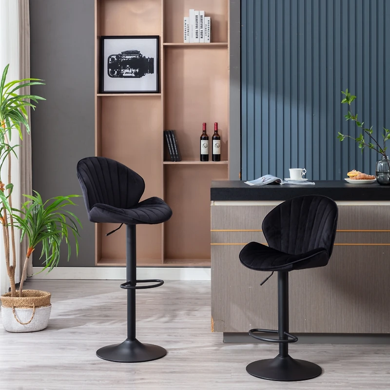 Streamdale Adjustable Counter-Height Bar Stools with Backrest and Footrest (Set of 2)