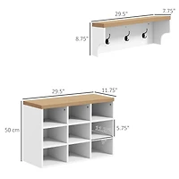 Modern White Coat Rack & Shoe Bench Set