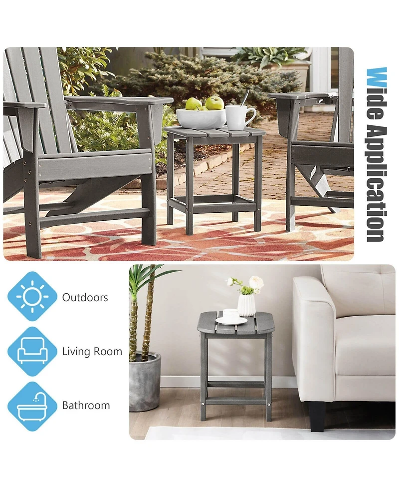 Slickblue 18 Inch Weather Resistant Side Table for Garden Yard Patio