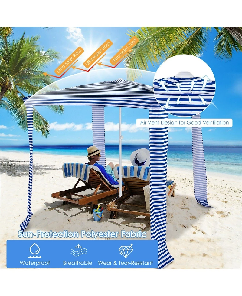 Slickblue 6.6 x 6.6 Feet Foldable and Easy-Setup Beach Canopy With Carry Bag