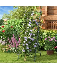 Slickblue 74 Inch Tall Garden Trellis for Flower Vine Vegetable Fruit Pea-Black