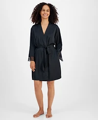 I.n.c. International Concepts Women's Lace-Trim Stretch Satin Robe