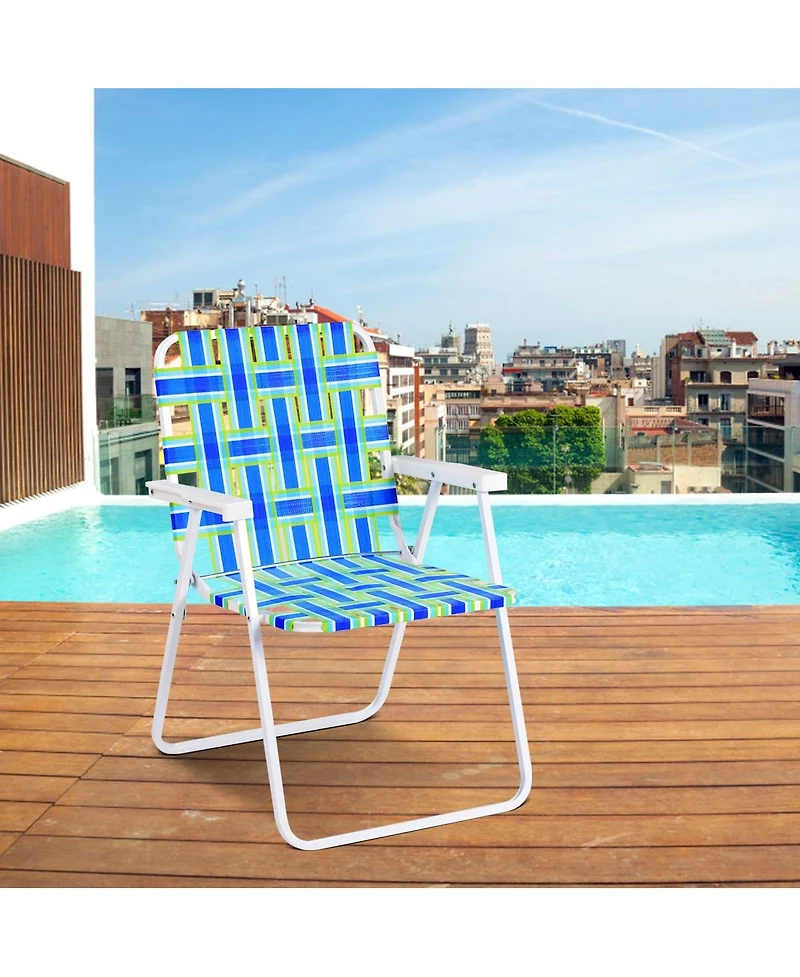 Slickblue 6 pcs Folding Beach Chair Camping Lawn Webbing