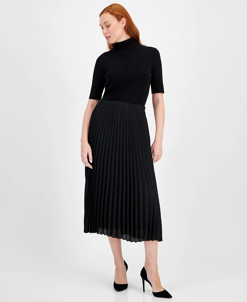 Anne Klein Chiffon Pull-On Pleated Skirt
