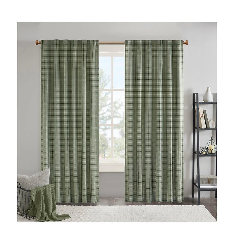 Anaheim Plaid Curtain 1 Panel for bedroom, Rob Pocket/Back Tab fit up to 1.25 inches rod Single Living Room, Width 50 length 95 inch