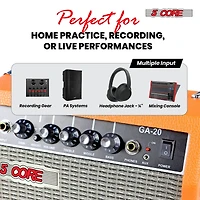 5 Core Guitar Amp 20W Amplifier for Electric Bass Acoustic Practice Amps Small Portable Mini Amplificador para Bajo with Built in Effects