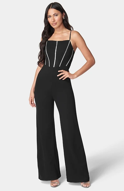Bebe Women's Embellished Corset Jumpsuit