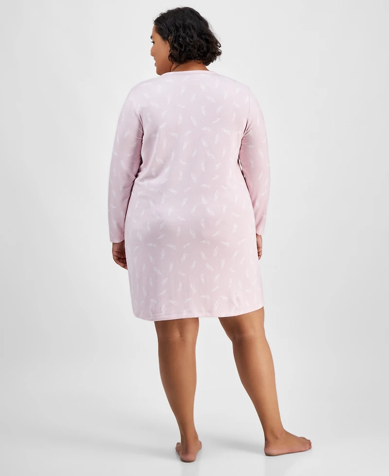 Charter Club Plus Size Soft Knit Printed Sleepshirt, Created for Macy's