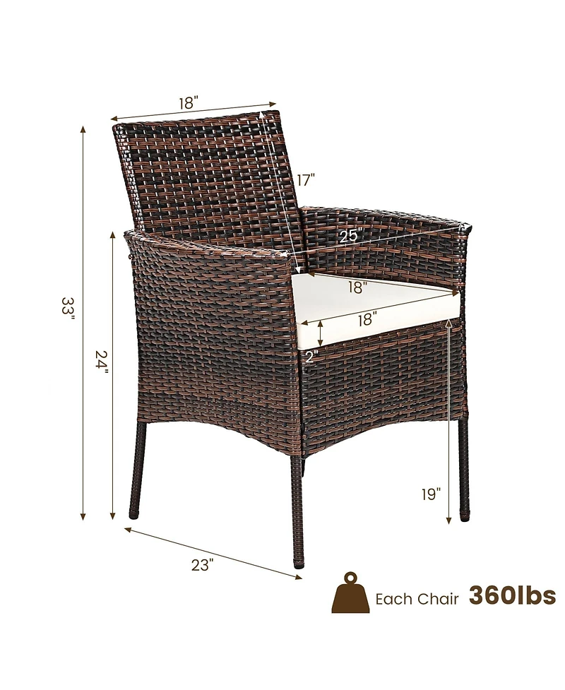 2 Pieces Outdoor Pe Rattan Armchairs with Removable Cushions