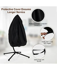 Inolait Patio Hanging Egg Chair with Stand Waterproof Cover and Folding Basket