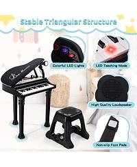 31 Keys Kids Piano Keyboard Toy Toddler Musical Instrument with Stool & Microphone