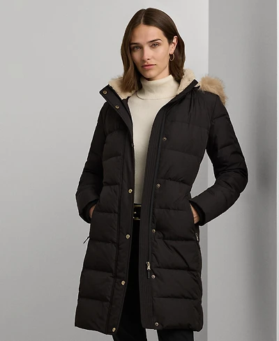 Lauren Ralph Petite Faux-Fur-Trim Hooded Puffer Coat