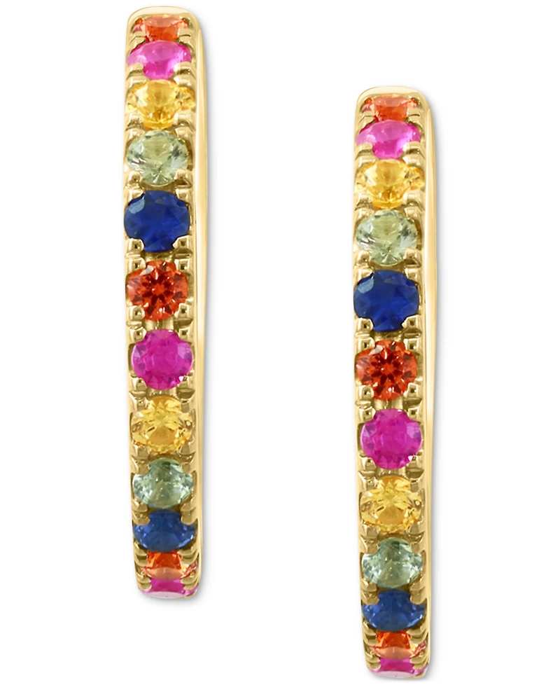 Effy Emerald Small Hoop Earrings (7/8 ct. t.w.) in Gold-Plated Sterling Silver, 0.5" (Also available in Sapphire and Ruby)