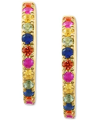 Effy Emerald Small Hoop Earrings (7/8 ct. t.w.) in Gold-Plated Sterling Silver, 0.5" (Also available in Sapphire and Ruby)